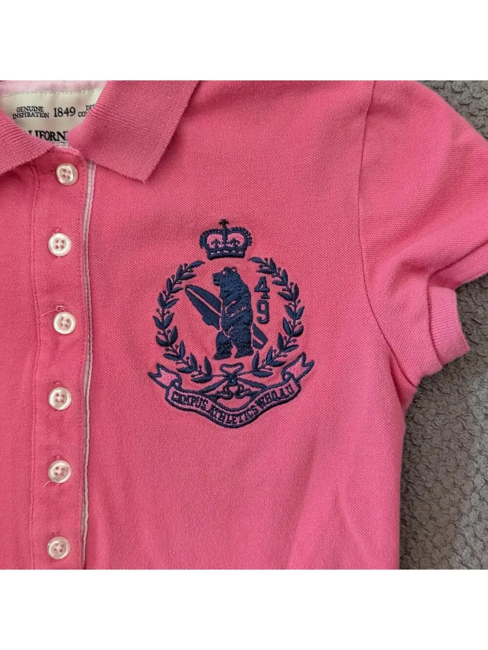WHO.A.U California Dream Girls Pink Polo Dress Ruffle Hem Preppy Casual - Picture 2 of 5